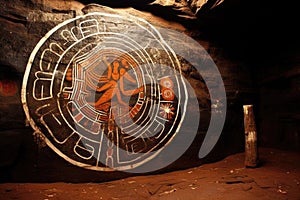 intricate tribal symbols on rock paintings