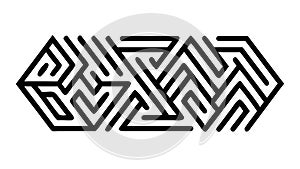 Black Geometric Maze Pattern Vector, vector design Generative AI