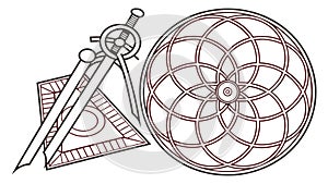 Abstract Mandala Triangle with Geometric Patterns, vector design Generative AI