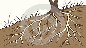 Detailed Tree Roots System Illustration, vector design Generative AI photo