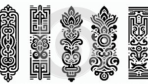 Intricate Vertical Architectural Decorative Element Silhouette in Tibetan Art Style for Design Enthusiasts photo