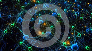 Neural network connections: glowing synapses and dynamic neurons