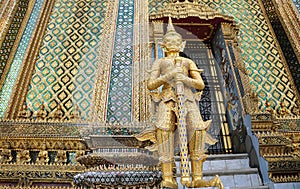 Intricate wall patterns on the building in Wat Phra Kaew, Bangkok