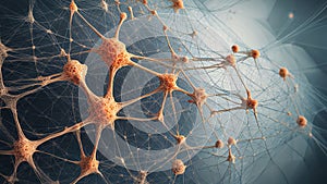 Intricate web of neural network: abstract image featuring nodes, synaptic patterns, and dynamic data flows - AI generated