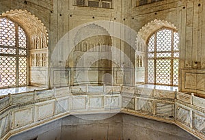 Intricate Window or Jali at the Bibi ka Maqbara mausoleum built in 1678, Aurangabad, India photo