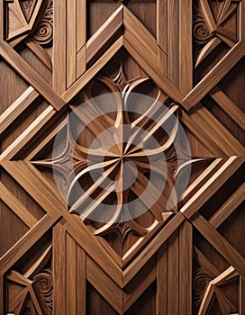 Intricate Wooden Geometric Panel