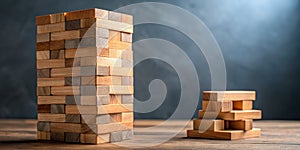 Intricate Wooden Jenga Block A Focus Stacking Macro Exploration of a Classic Wooden Game Piece photo