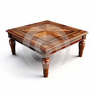 Intricate Woodwork Coffee Table With White Background