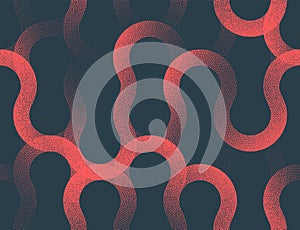 Intricated Wavy Lines Seamless Pattern Vector Red Black Abstract Background