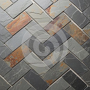 In shades of gray brown and rust create a textured and visually