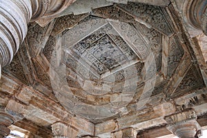 Intricately carved ceiling of Navaranga Mandapa, Parshvanatha Basadi, Basadi Halli jain temple complex, Karnataka photo