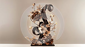 An intricately designed chocolate showpiece featuring a stunning cascading display of handcrafted chocolate flowers photo