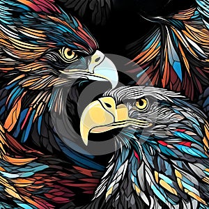 Intricately designed colorful eagle