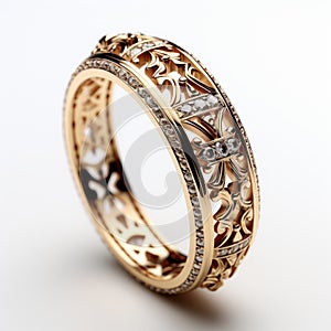 Intricately Designed Flower Wedding Band Inspired By Crown
