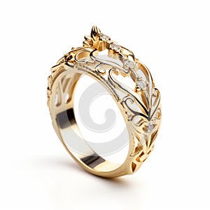 Intricately Designed Yellow Gold Ring With Fantasy Elements