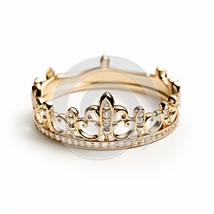 Intricately Detailed Gold Ring With Diamond Crown Design