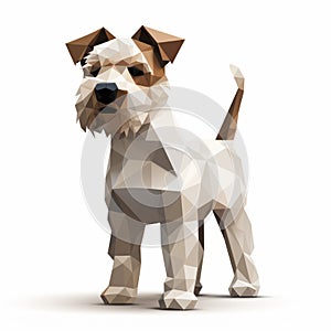 Intricately Detailed Low Poly Terrier On White Background