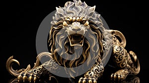 intricately golden lion photo