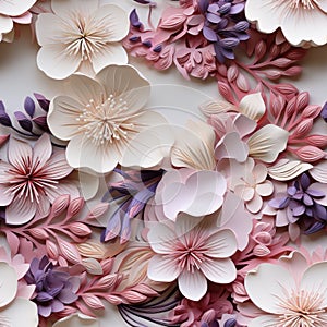 Intricately Textured Paper Flowers In Rococo Pastel Colors