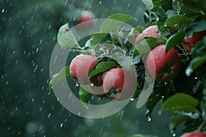 Intriguing Apple rain shot. Generate ai