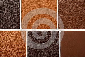 Intriguing close-up composition featuring various brown leather textures.