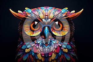 Intriguing Owl glasses colorful. Generate Ai