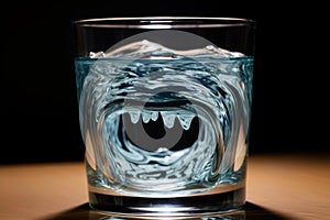 Intriguing Pareidolia phenomenon in glass of water. Generate ai photo