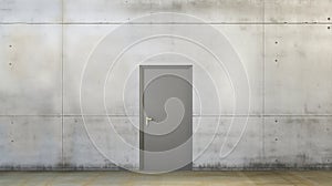 Intriguing Secrecy: the Mysterious Metal Door Set Against a Light Concrete Wall, Generative AI