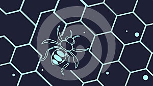 Spider in Hexagonal Web, Digital Network Concept, vector design Generative AI