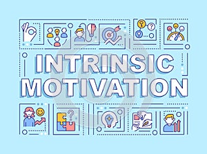 Intrinsic motivation word concepts blue banner
