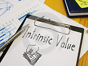 Intrinsic Value is shown on the conceptual business photo