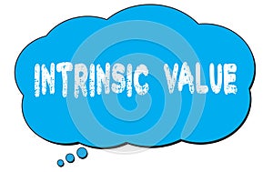 INTRINSIC  VALUE text written on a blue thought bubble