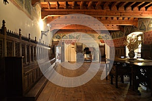 Introd castle, Aosta Valley, Italy. Main hall