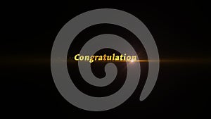 Introducing congratulation text golden particles animation