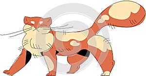 Ginger cat with spot, vector illustration, funny cat photo