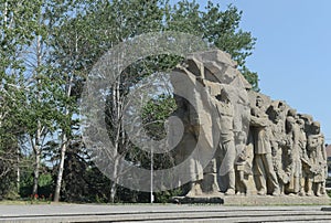 Introductory composition-high relief Memory generations to the memorial complex at Mamaev Kurgan. photo