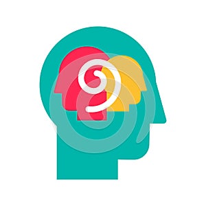 Introspection and self-observation color flat vector icon