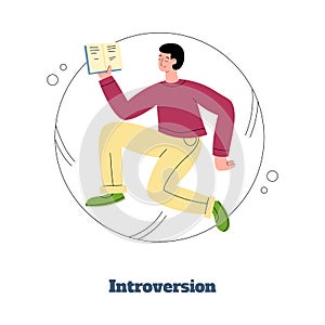 Introversion type of MBTI personality flat cartoon vector illustration isolated. photo