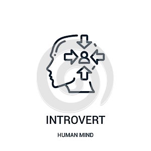 introvert icon vector from human mind collection. Thin line introvert outline icon vector illustration. Linear symbol for use on