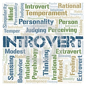 Introvert typography word cloud create with the text only.