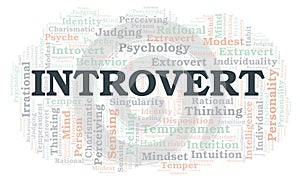 Introvert typography word cloud create with the text only.