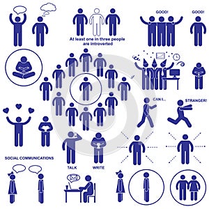 Introverts and extroverts pictograms. photo