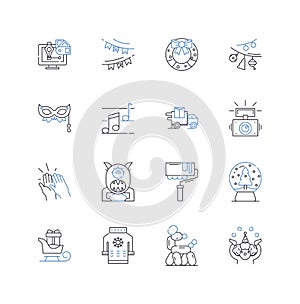 Intuitive pursuit line icons collection. Instinct, Perception, Insight, Clarity, Hunch, Sixth sense, Empathy vector and photo
