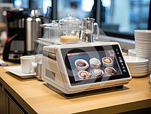 Intuitive touch screen device in breakroom photo