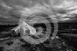 Inuit tent in the tundra photo