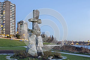 Inukshuk Stone on Sunset Beach Vancouver BC