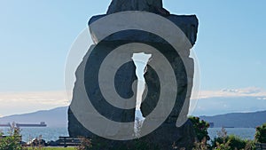 Inukshuk at Sunset, English Bay, Vancouver, Canada