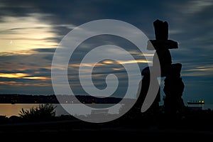 Inukshuk Vancouver English Bay Night