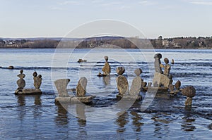 Inukshuks in the Ottawa River at Remics Rapids