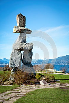 Inuksuk in English bay in Vancouver